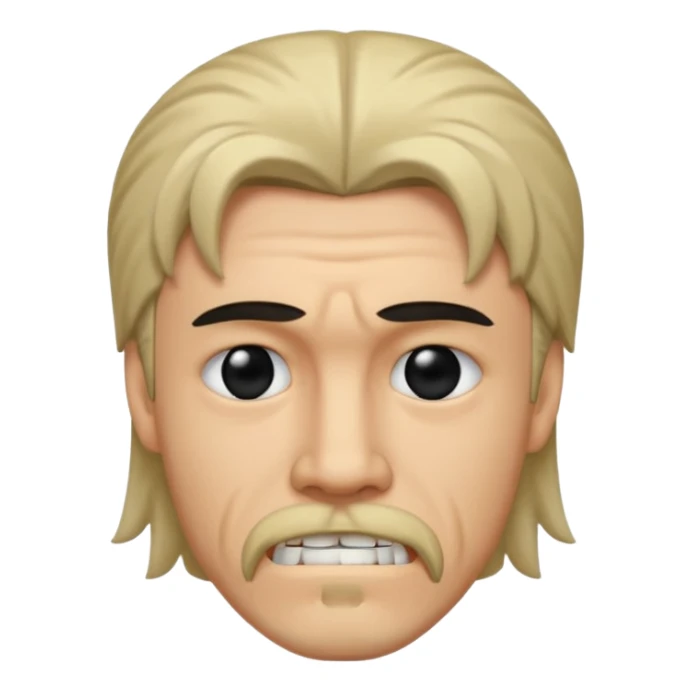 Dentes tortos, mullet no cabelo, cavanhaque, olhos pretos e tristes  sticker