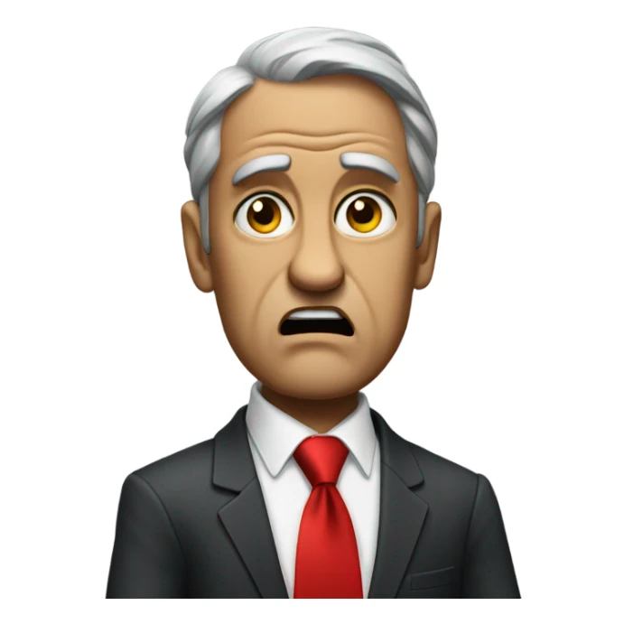 Angry politician with red tie sticker