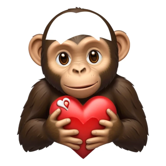 cartoon chimpanzee named Chimpanzini Bananaini holding a broken heart and trying to fix it, emoji style sticker