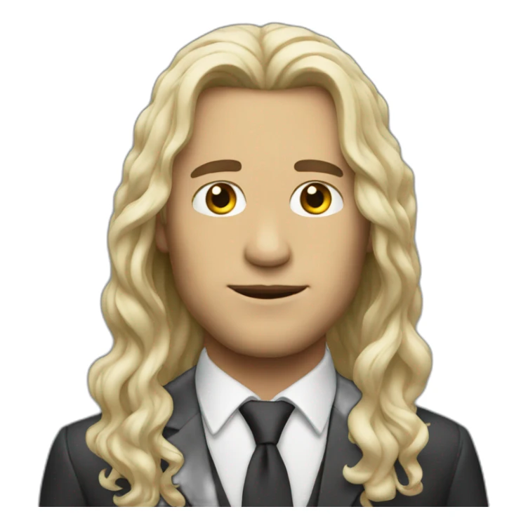 Man long hair with suit sticker