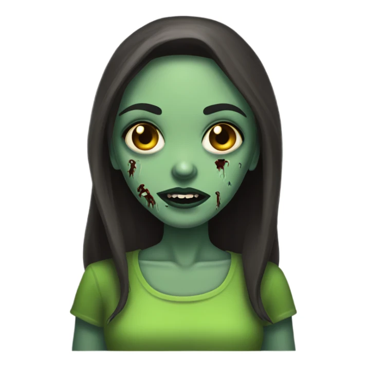 Brunette zombie girl in horror zombie green  sticker