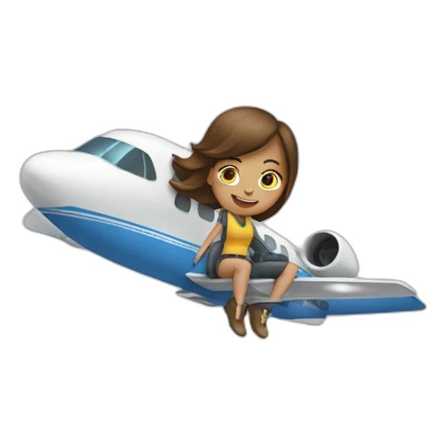 woman riding plane sitting on top of it sticker