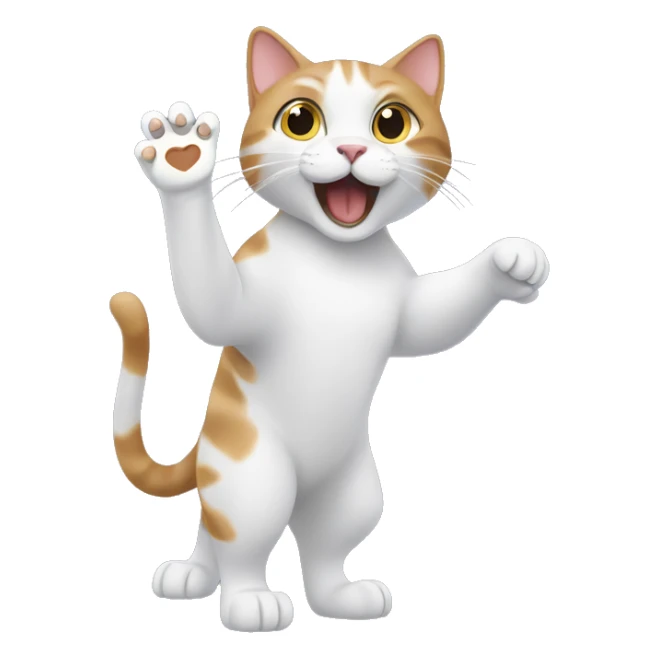 Cat with paw reaching out touching owner sticker