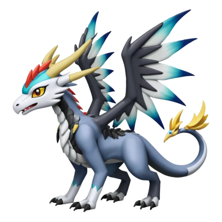 Meloetta-Wargreymon-Dutch-Angel-Dragon-Silvally-Kyurem-Sergal-Pokémon-Digimon-Fakémon-fusion-hybrid-creature sticker