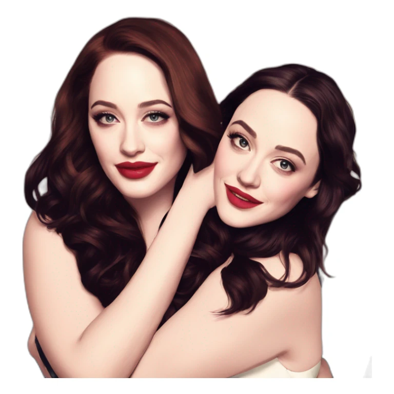 Kat dennings hugs Elizabeth gillies sticker