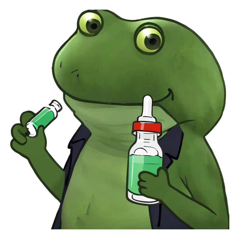 doctor holding a bottle of green and white pills sticker