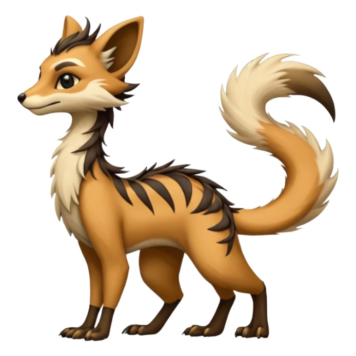 Cool furry anthropomorphic fantasy-Vernid-creature by LiLaiRa with a long tufted tail with edgy markings (full body) sticker