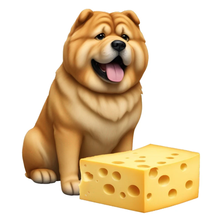 full body chow chow dog curved eating a full block of cheese sticker