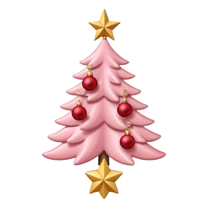 pastel pink christmas tree with red ornaments and star on top sticker