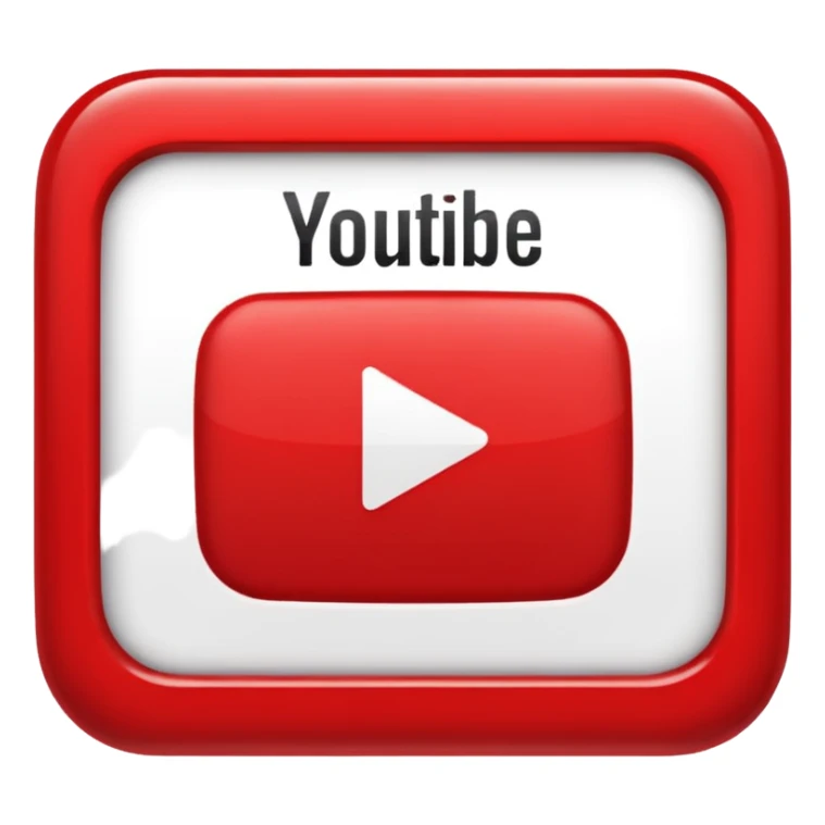 YouTube verified badge emoji, white checkmark in a red rounded rectangle, clean, no text sticker