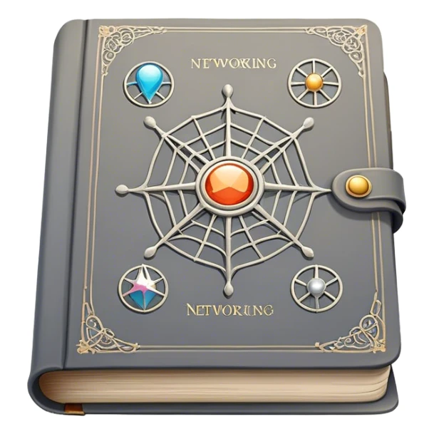 magical grey book of networking with a web sticker