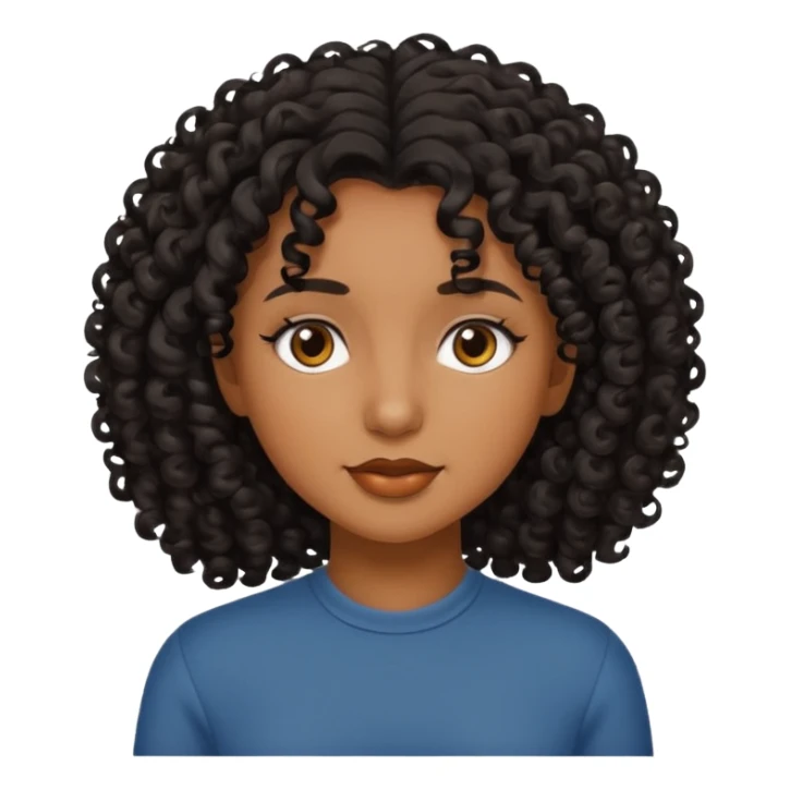 Brown skinned girl with medium length really curly black hair sticker