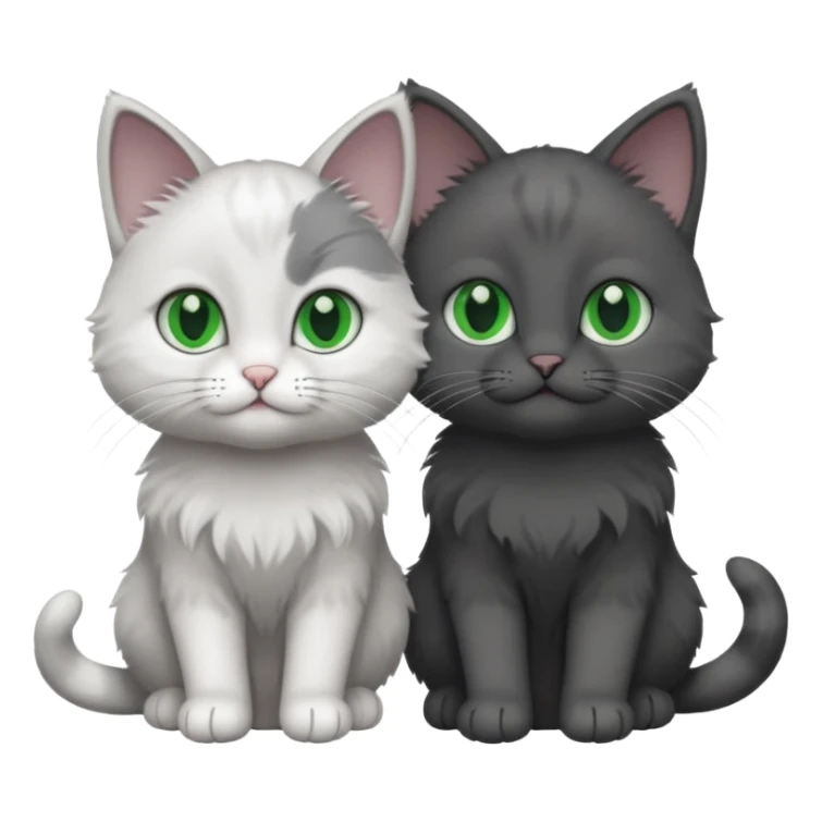 2 different coloured small cats including a dark grey and white and a completely solid dark grey with green eyes and only white paws sticker
