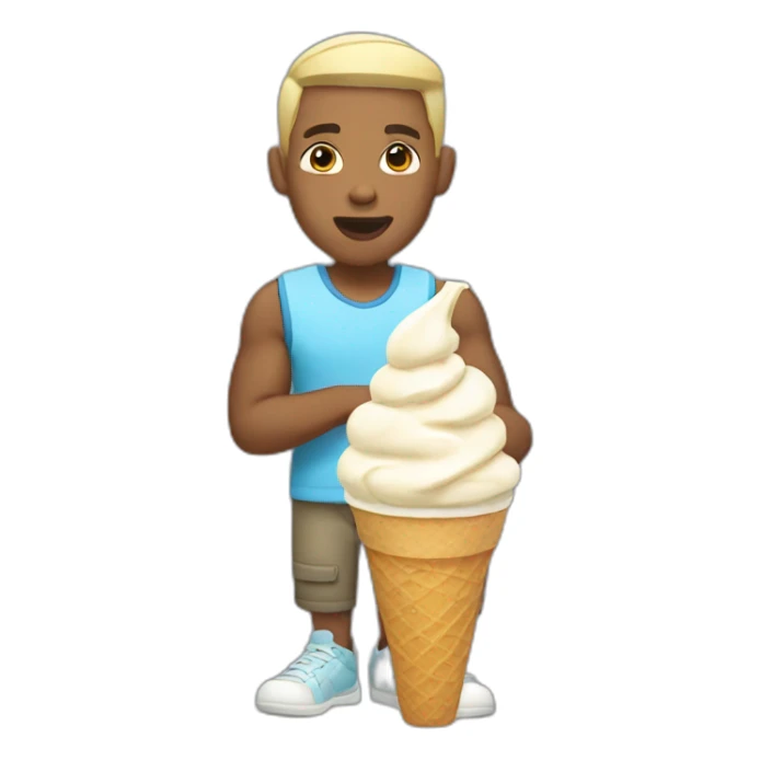 blasian man with blonde flat top eating ice cream sticker