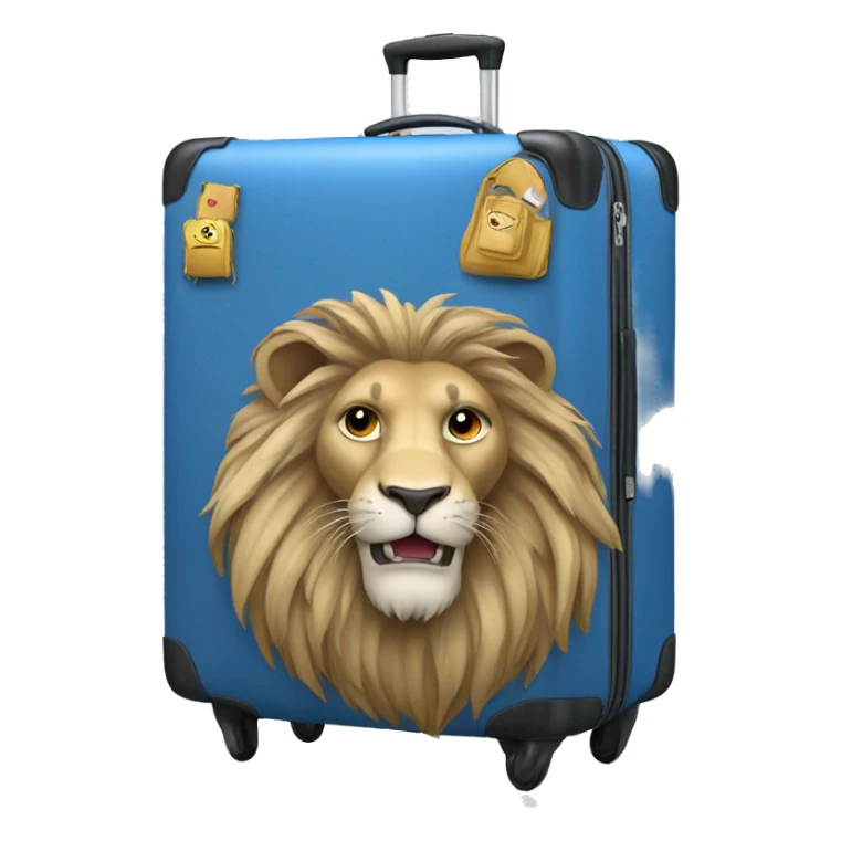 lion head on center of blue Luggage  sticker