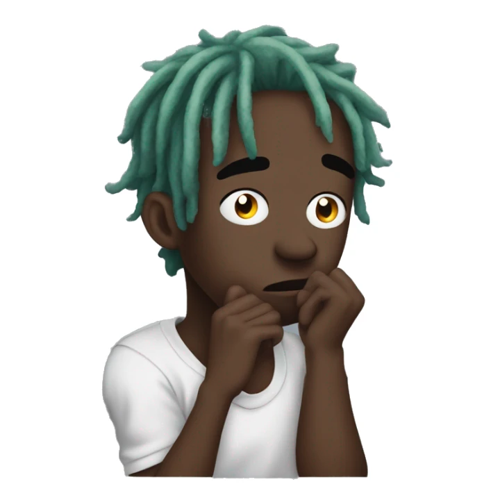 Lil uzi vert thoughtful with his hand on his chin sticker