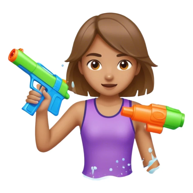 Girl having water gun fight  sticker