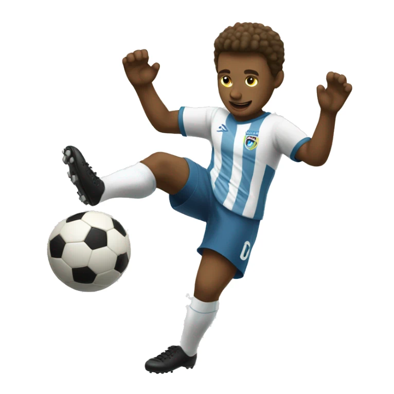 White skin Soccer player kicking a ball number 77 sticker