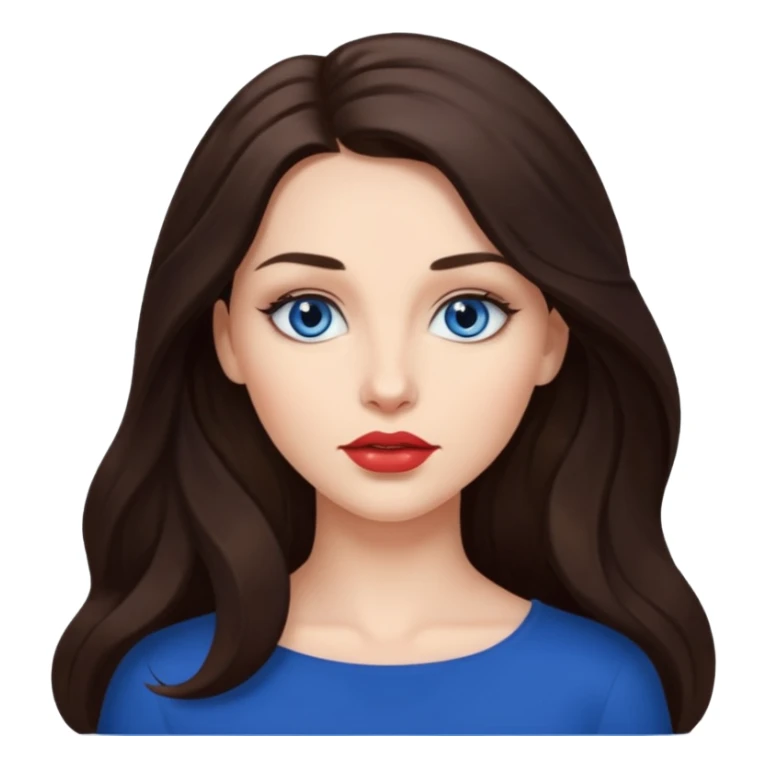 Woman with long brunette hair dark blue eyes and full lips sticker