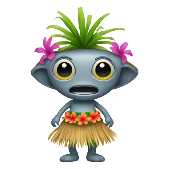 Grey alien wearing a Hawaiian grass skirt  sticker