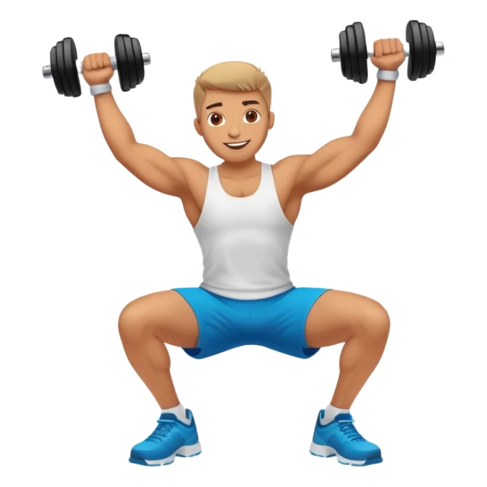 Energetic person exercising with dumbbells, looking happy and motivated sticker
