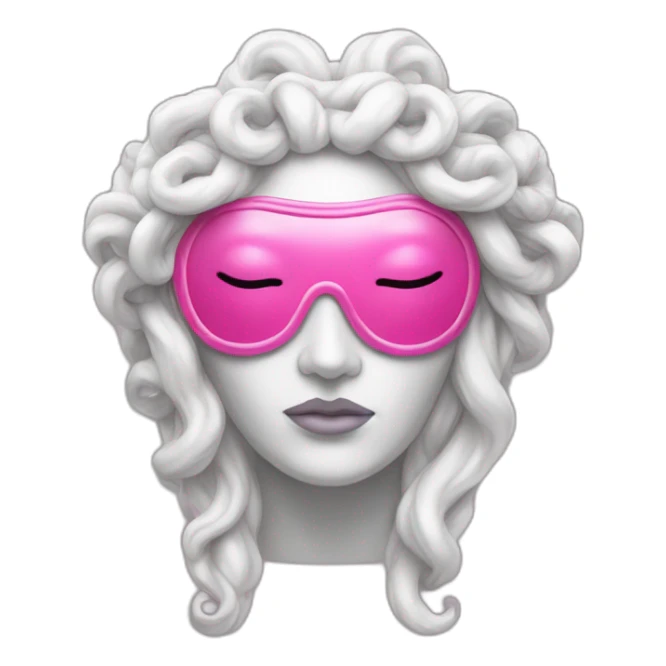 white statue of Medusa Gorgo in pink sleep mask  sticker