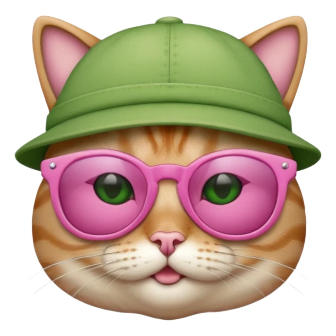 cat wearing green sunglasess and a piunk hat sticker