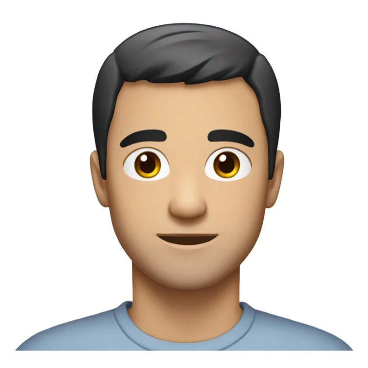 A 30 year old, caucasian man, with short black hair,   wearing a tshirt. sticker