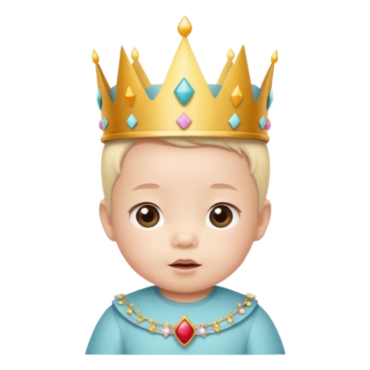 white asian baby wearing birthday crown sticker