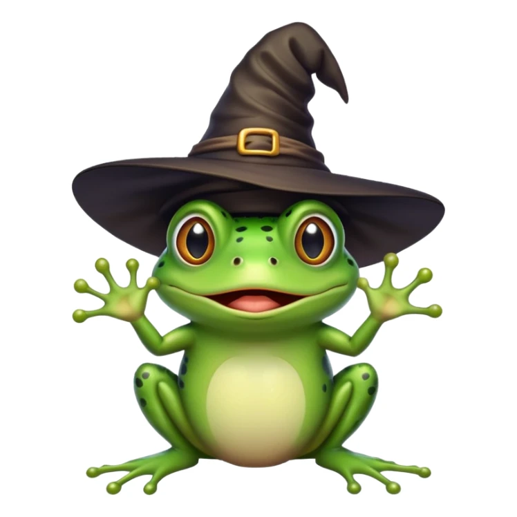 csodálkozó béka egy boszorkánykalapban sticker