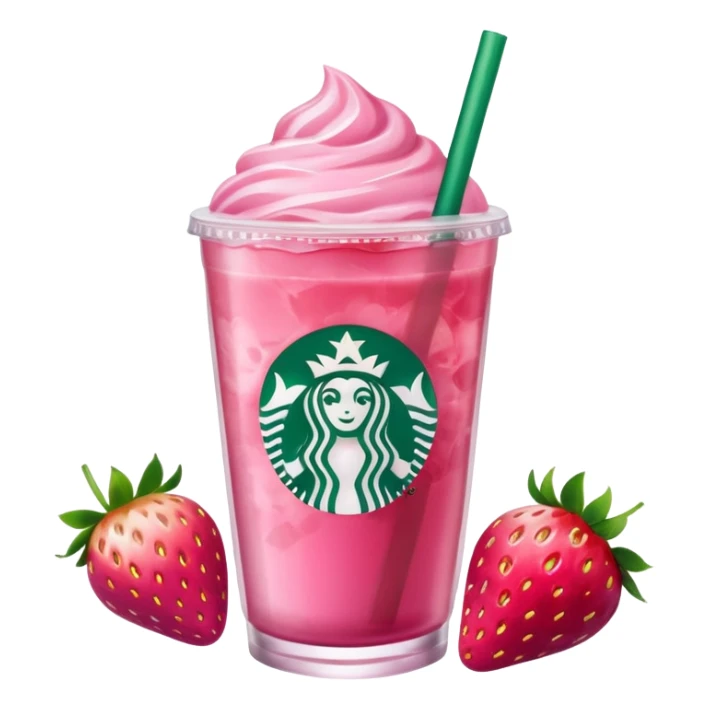 Starbucks pink drink with strawberries sticker