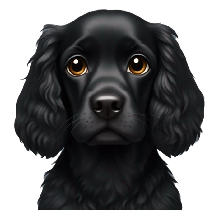 Small completely black spaniel with black fur on his whole face and white fur only on his chest sticker