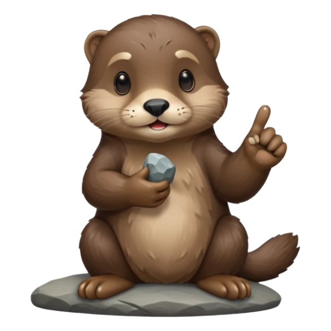 Otter flipping the middle finger in one hand and a rock in the other sticker
