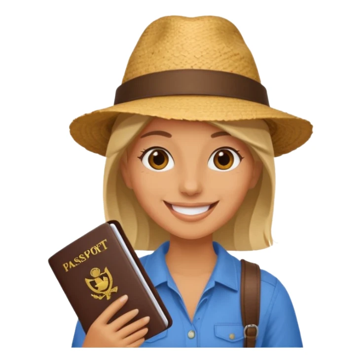 Traveler character with passport sticker