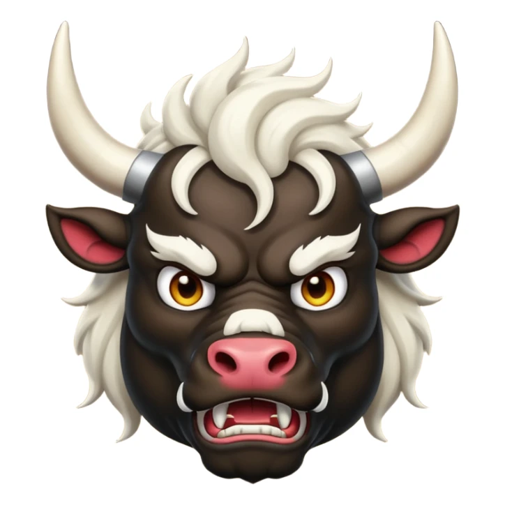 black angry powerful with white horns bull emoji sticker