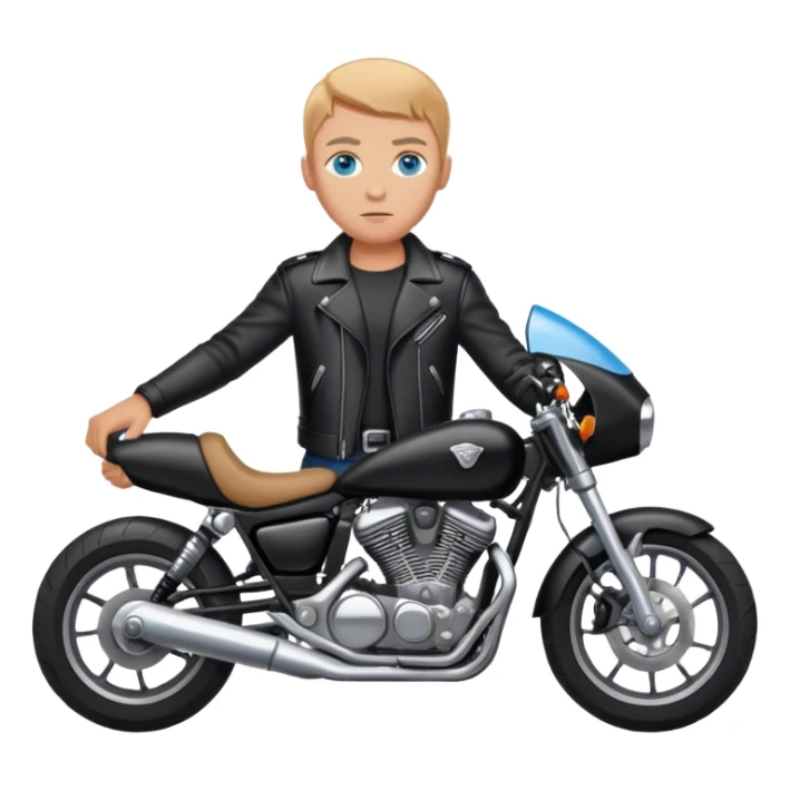 Blue eyed person full black leather on motorcycle sticker