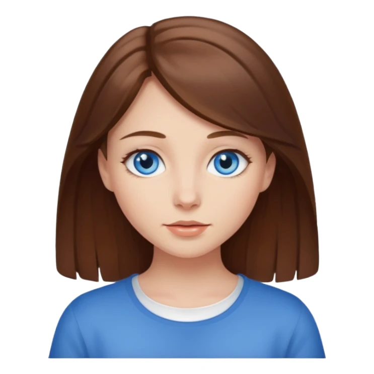 brown haired girl with blue eyes sticker