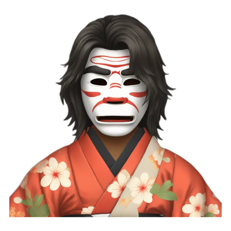 hot-guy-noh-dog-mask-longhair-japanese-kimono sticker