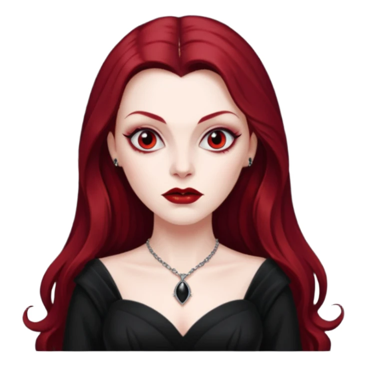 Vampira with long dark red hair sticker