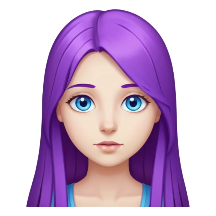 white girl with long straight purple hair blue eyes sticker