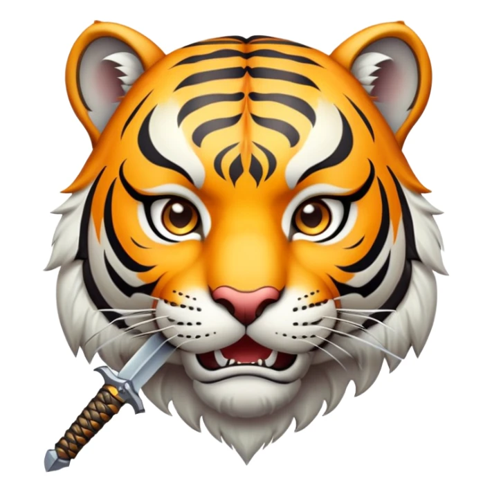 tiger face with sword fantasy game character for Twitch emote sticker