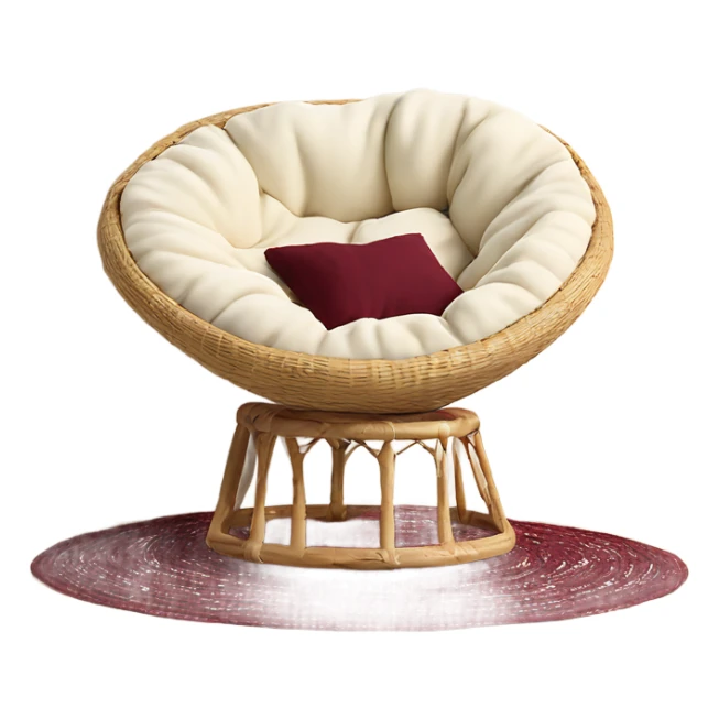 Cozy cream papasan chair with maroon pillow and cozy blanket sticker
