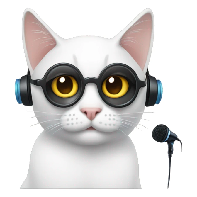 cat with earphone and mic podcasti sticker
