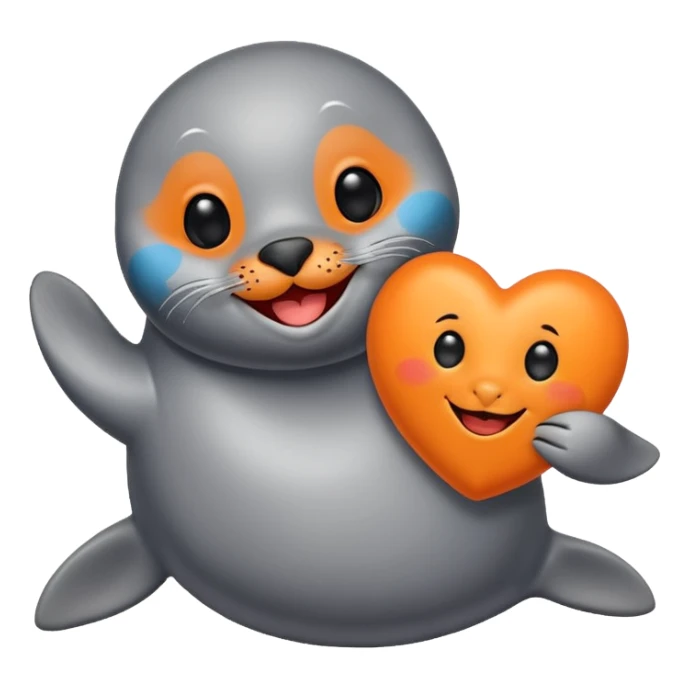 a seal in love with orange heart sticker