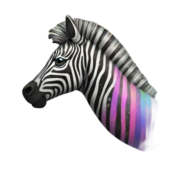 Lisa frank zebra with glitter rainbow stripes sticker