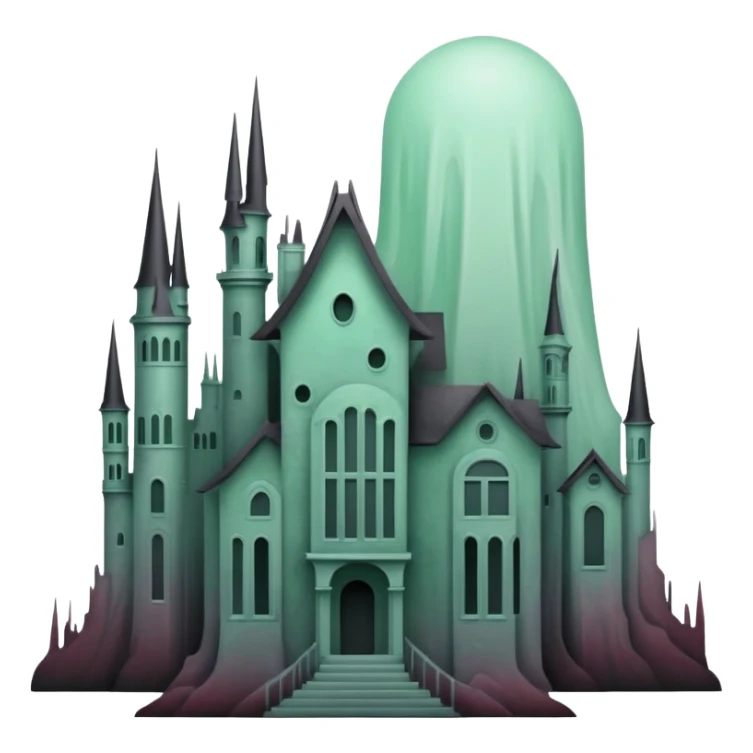 Ghostly Pastel Black Green Greyish Reddish Spectral Gloomy Dusky Dystopian Apocalyptic Aesthetic Scenery Deco sticker