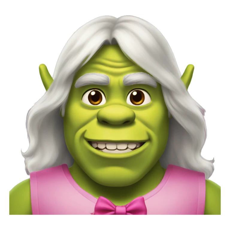 shrek with pink bow and long hair  sticker
