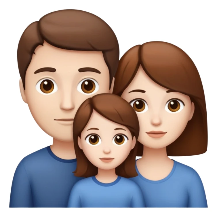 family 3 people, white skin and all brown hair  sticker