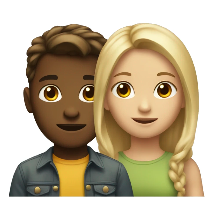 a blonde girl and a brown haired boy looking in the same direction sticker