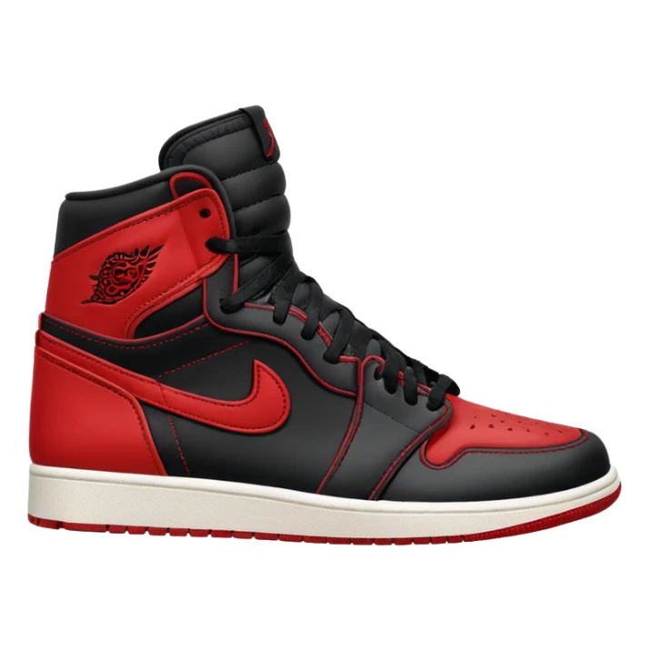 Jordan 1 sneaker, black and red Bred colorway sticker